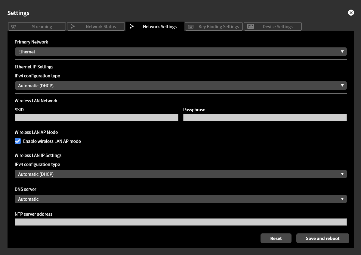 LSS network settings